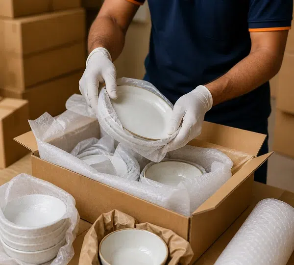 Crockery and plate packing support