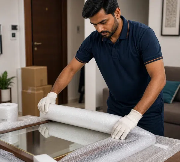 Mirror and frame fragile packing support