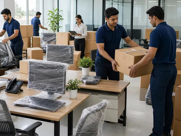 Careful packing for office systems files and furniture